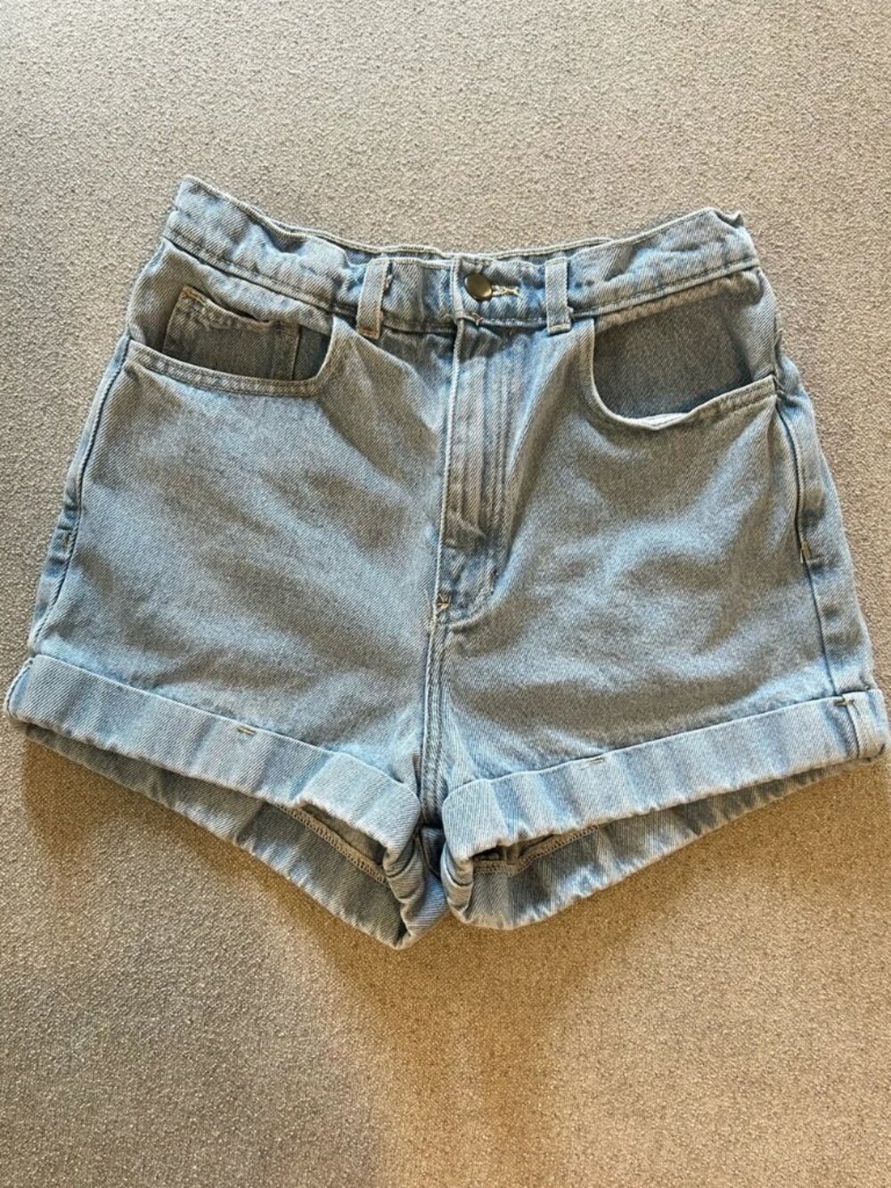 American Apparel Light Wash High-Rise Denim Shorts